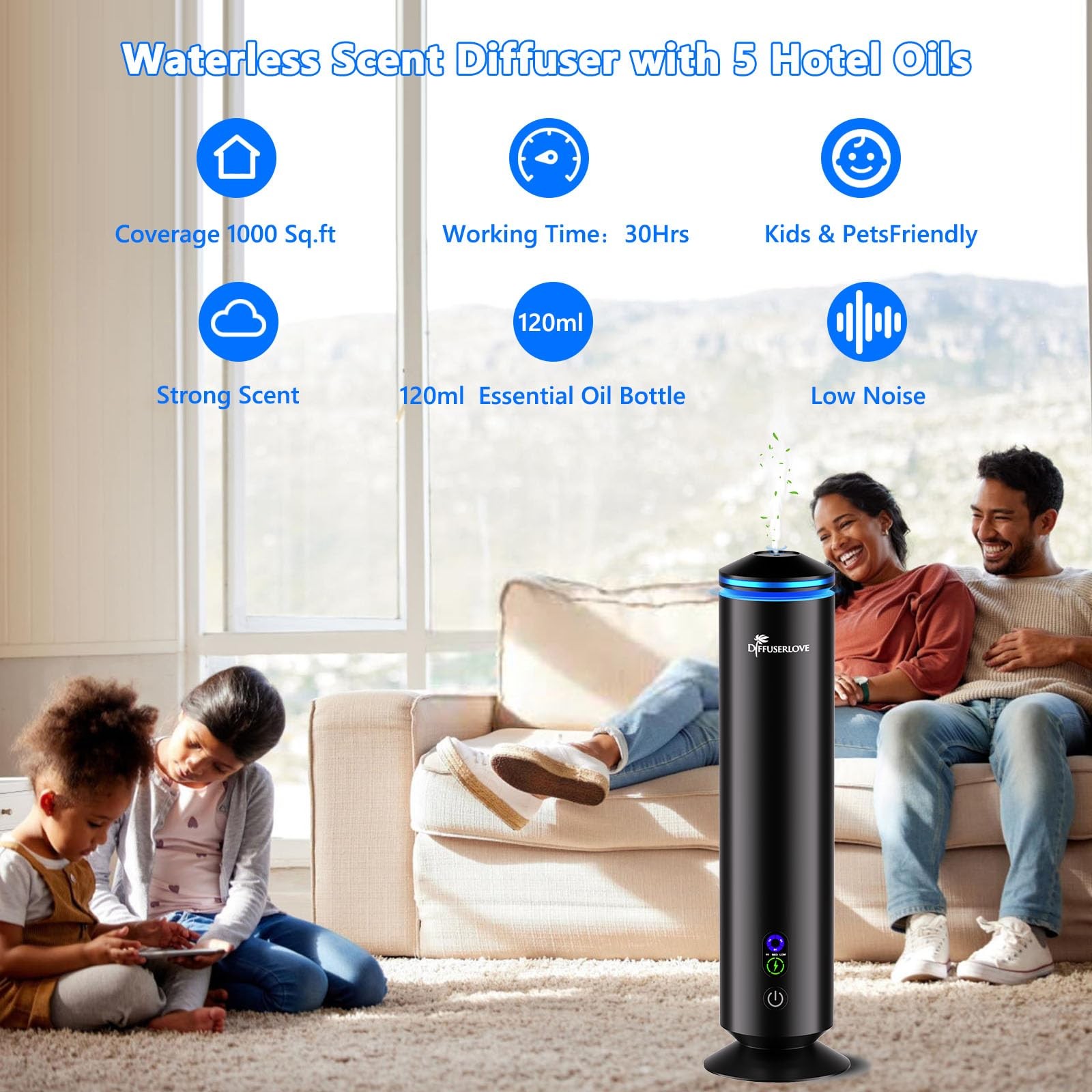 Diffuserlove Full Metal Body Waterless Scent Diffuser 5 Hotel Scent Oils Hotel