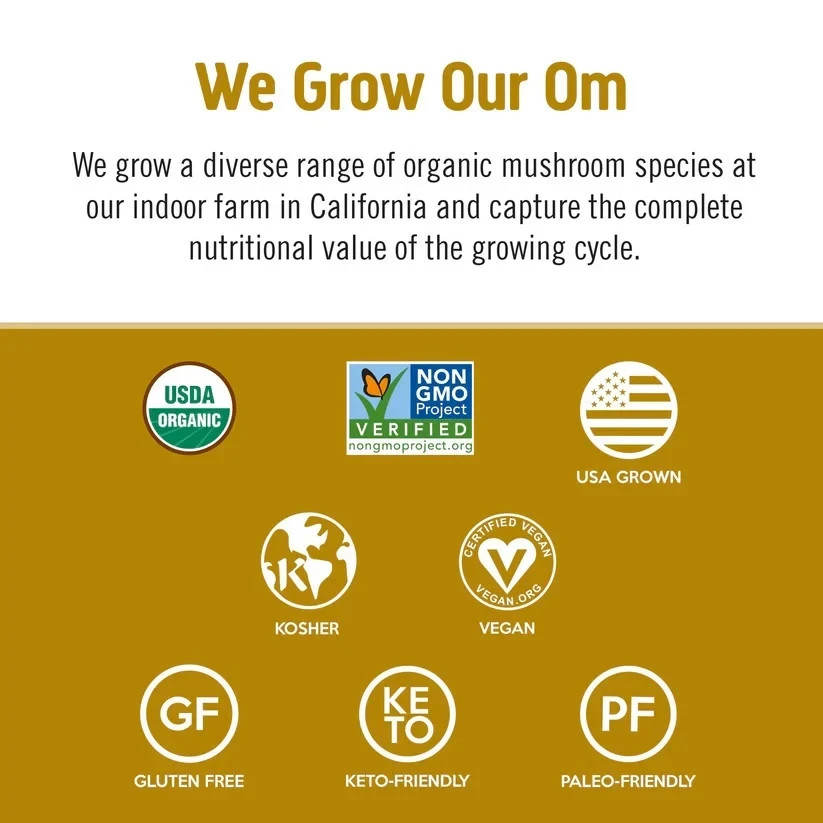 Om Mushroom Superfood Master Blend – Certified Organic Mushroom Powder – 80 Ser