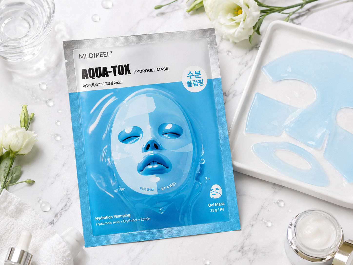 MEDIPEEL Aqua-Tox Hydrogel Mask 10 Sheets 33g Hydration Plumping Korean Mask
