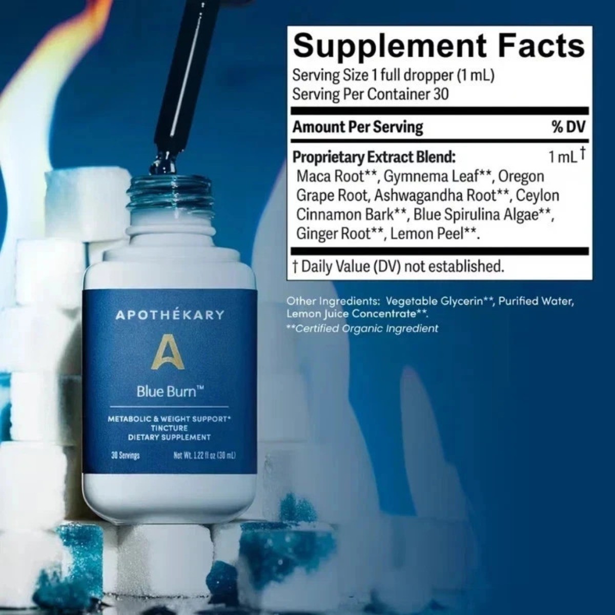 Apothékary Blue Burn Tincture 1.0 oz | Natural Metabolic & Weight Support