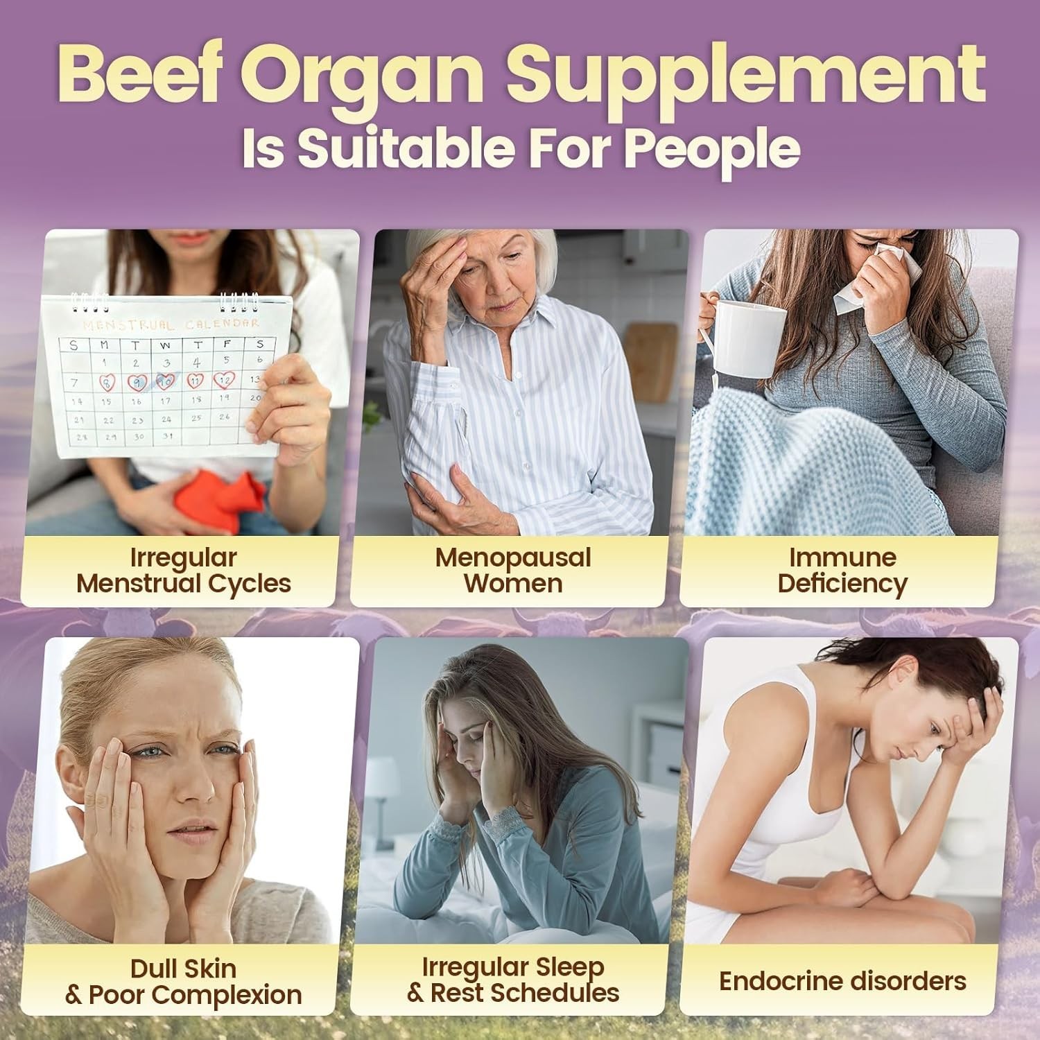 13-in-1 Beef Organ Supplement for Women Balance Hormones, Energy, 300 Softgels