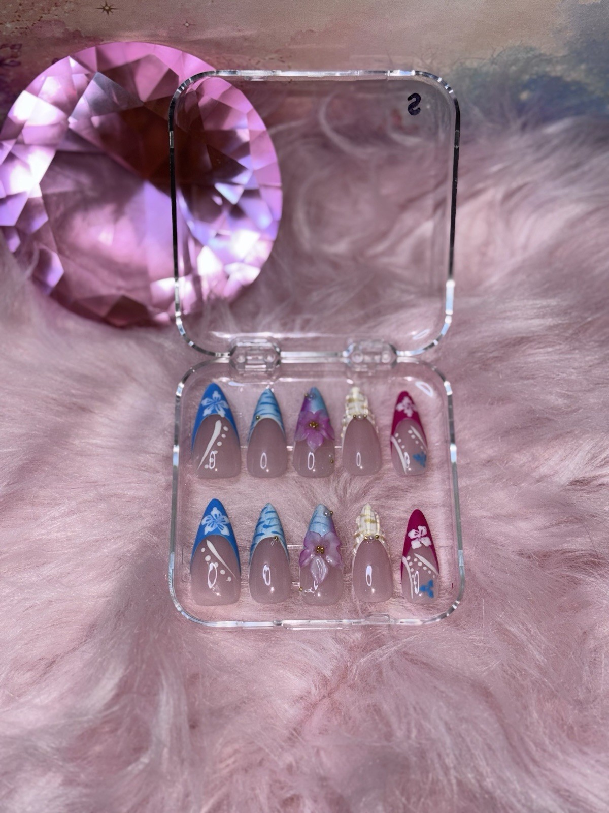 Long Stiletto Butterfly Press-On Nails Full Cover Pre-Designed Shiny Set
