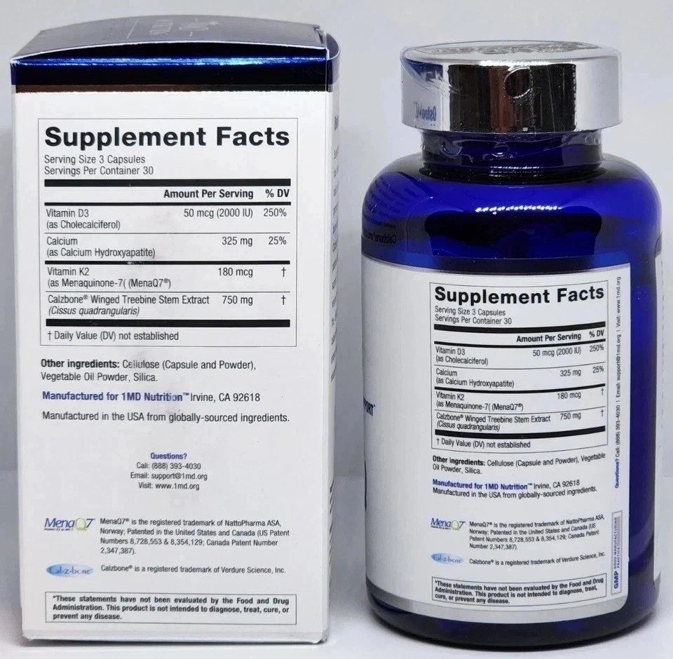 2 Pk 1MD Nutrition OsteoMD Bone Health Support 90 Softgels Exp 12/2027