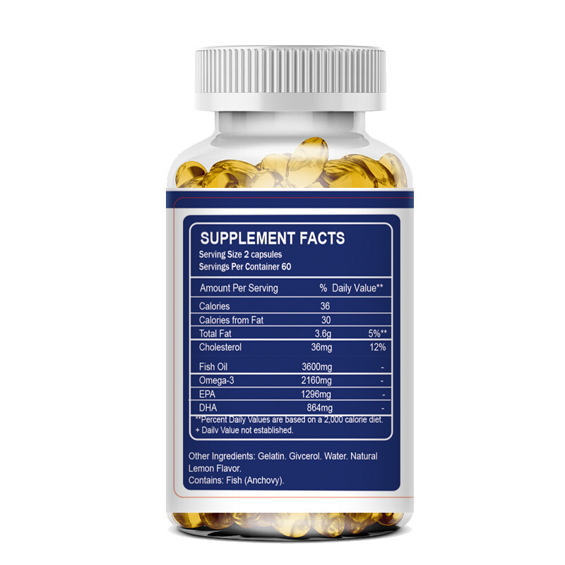3x Strength EPA & DHA Omega 3 Fish Oil 3600mg, Highest Potency, 4 × 120 Softgels
