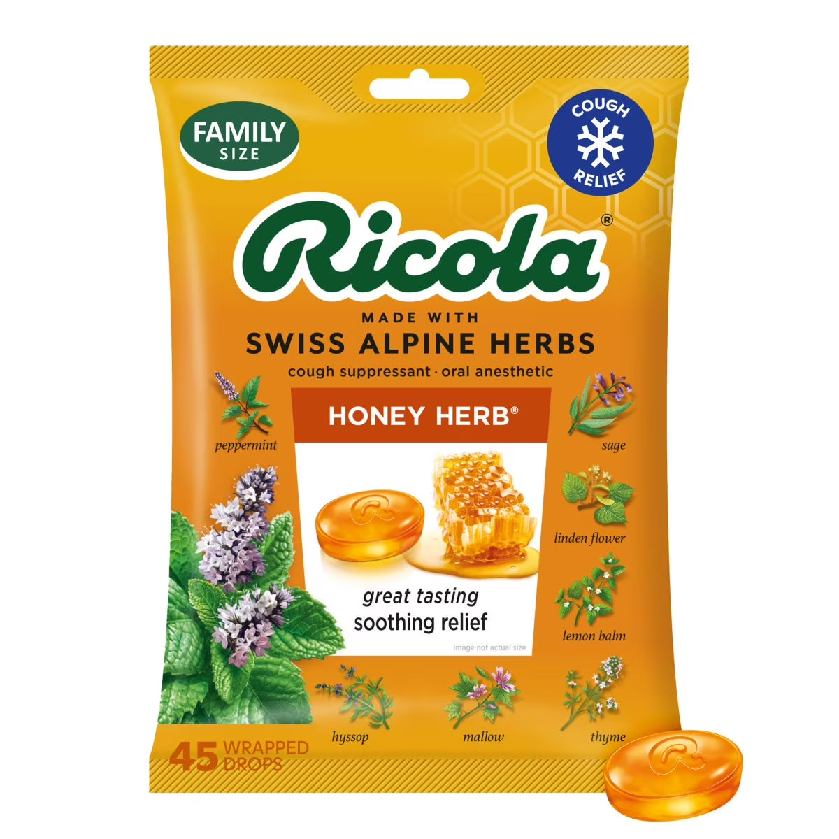 Ricola Honey Herb Cough Drops for Sore Throat and Cough Relief, Value Pack, 45 C