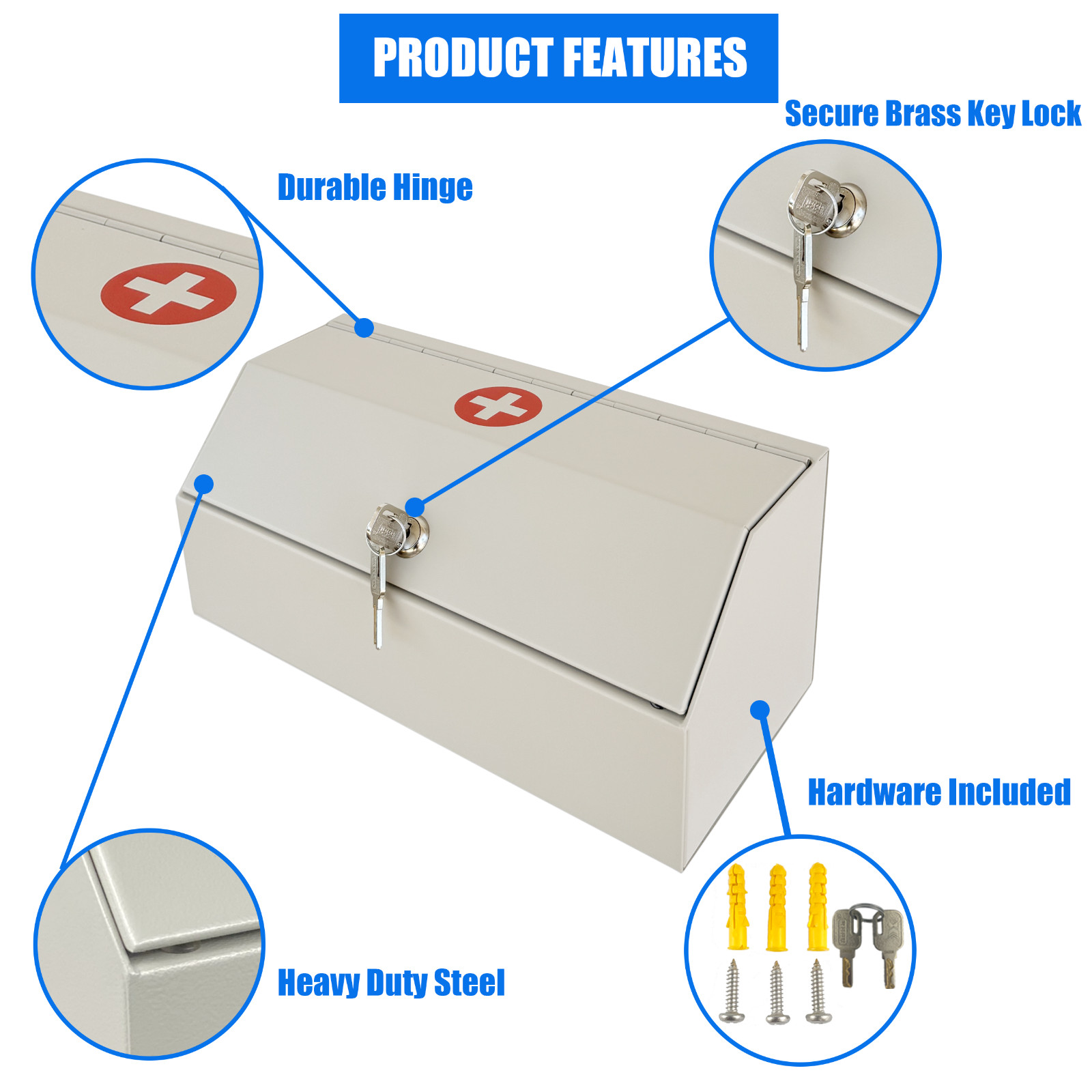 Plugsharge Medicine Lock Box Locking,Medicine Cabine for Safe Medication Storage