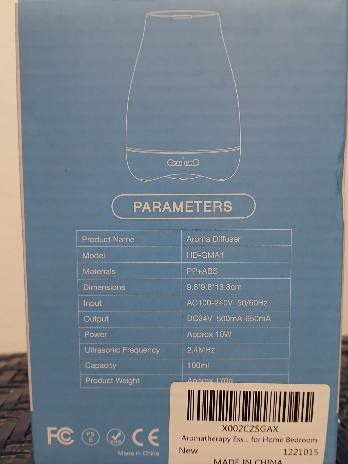 Aroma Diffuser with Lights 100ML White with faux wood base