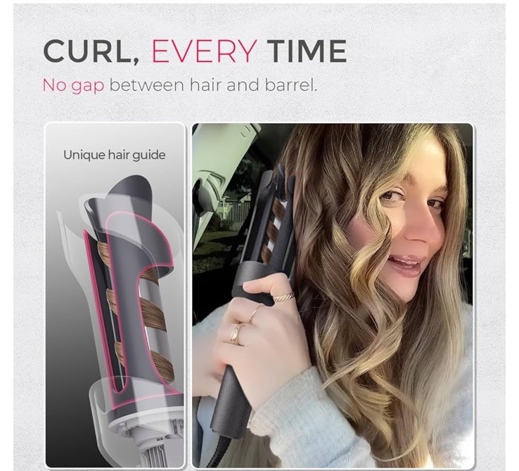 TYMO CURLPRO 1 in Rotating Curling Iron Ceramic Dual Voltage Travel, Gray