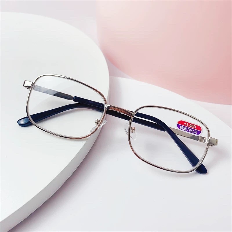Unisex High Power Reading Glasses Metal Silver Frame +6.00 USA FREE shipping