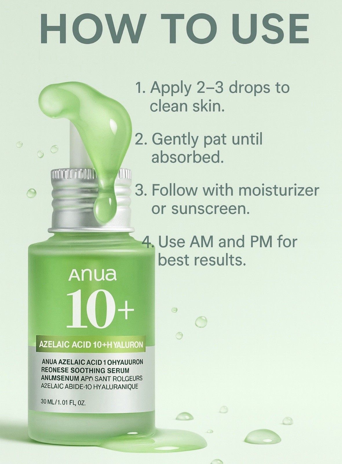 Anua Azelaic Acid 10+ Hyaluron Redness Soothing Serum 30ml 1.01 fl oz
