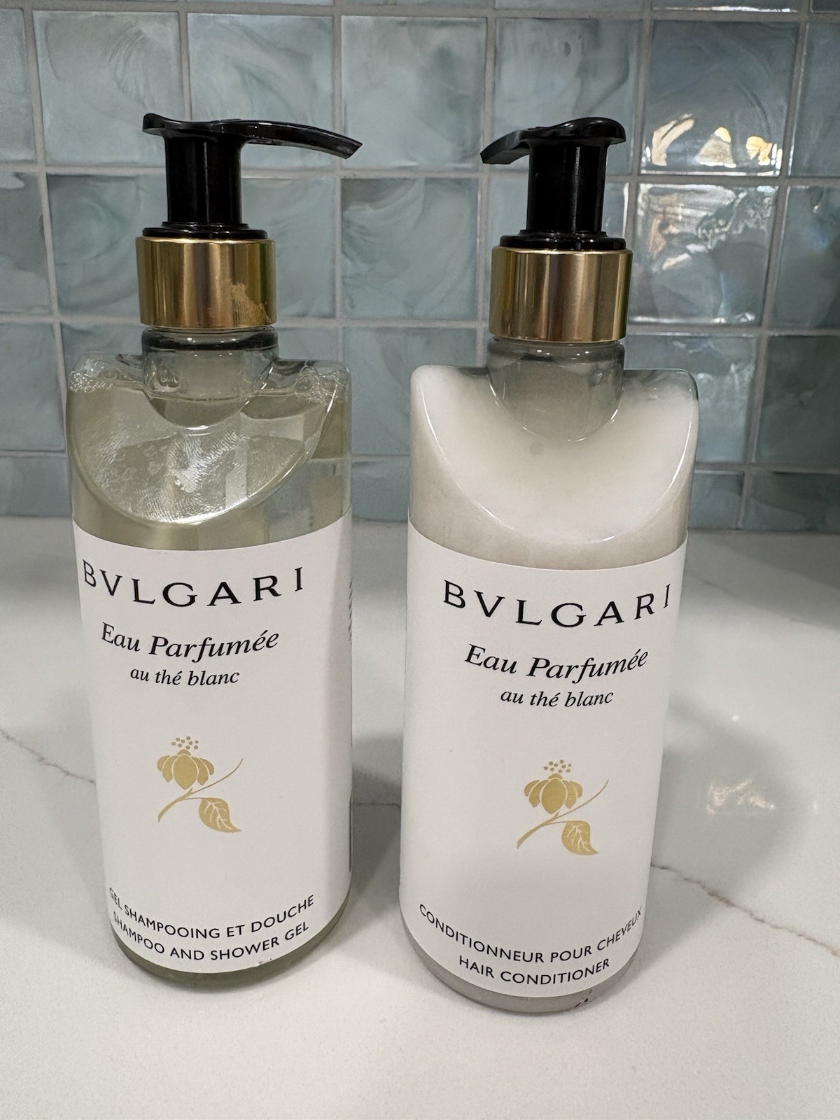 BVLGARI Eau Parfumée au thé blanc White Tea Shampoo & Conditioner 10.1 oz