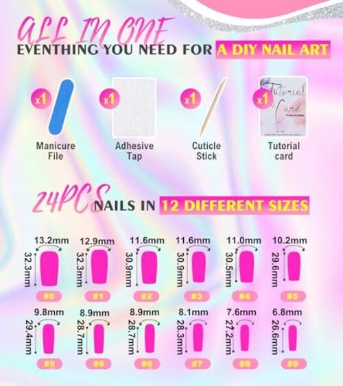 Press on Nails Extra Long – Square Press On Nails with 3D 19-Purple Lollipops