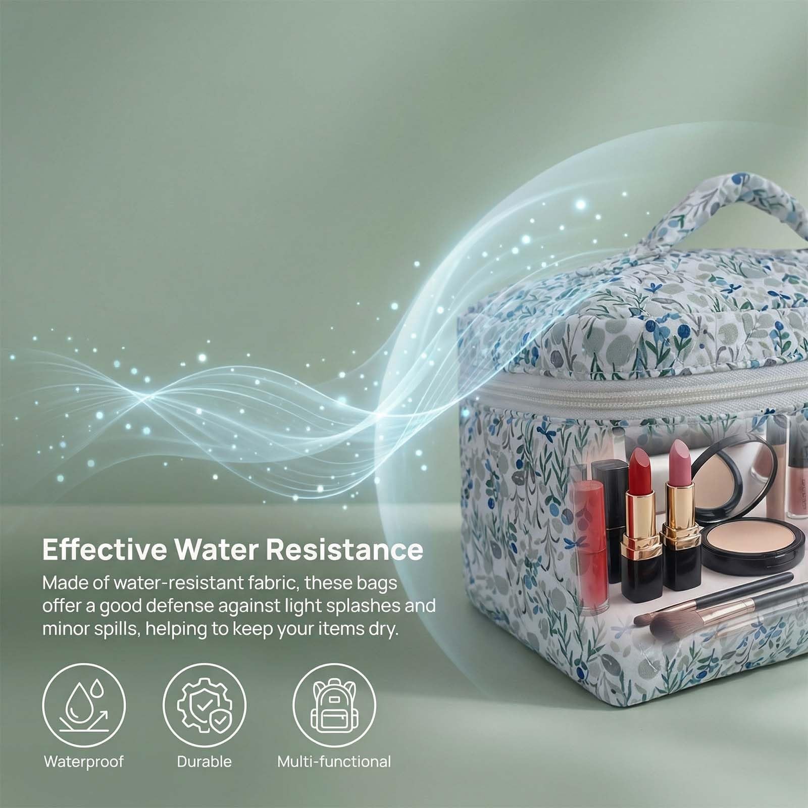 SnuggleNovaPack Water-resistant Cosmetic Bag Blue flower pattern