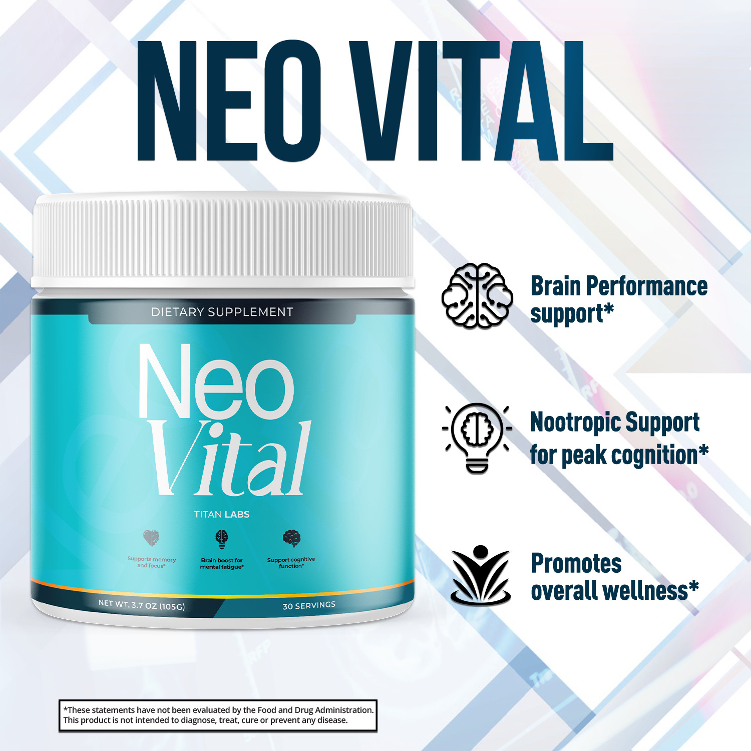 (5 Pack) Neo Vital Powder All Natural Brain Support Formula NeoVital 150 Serving