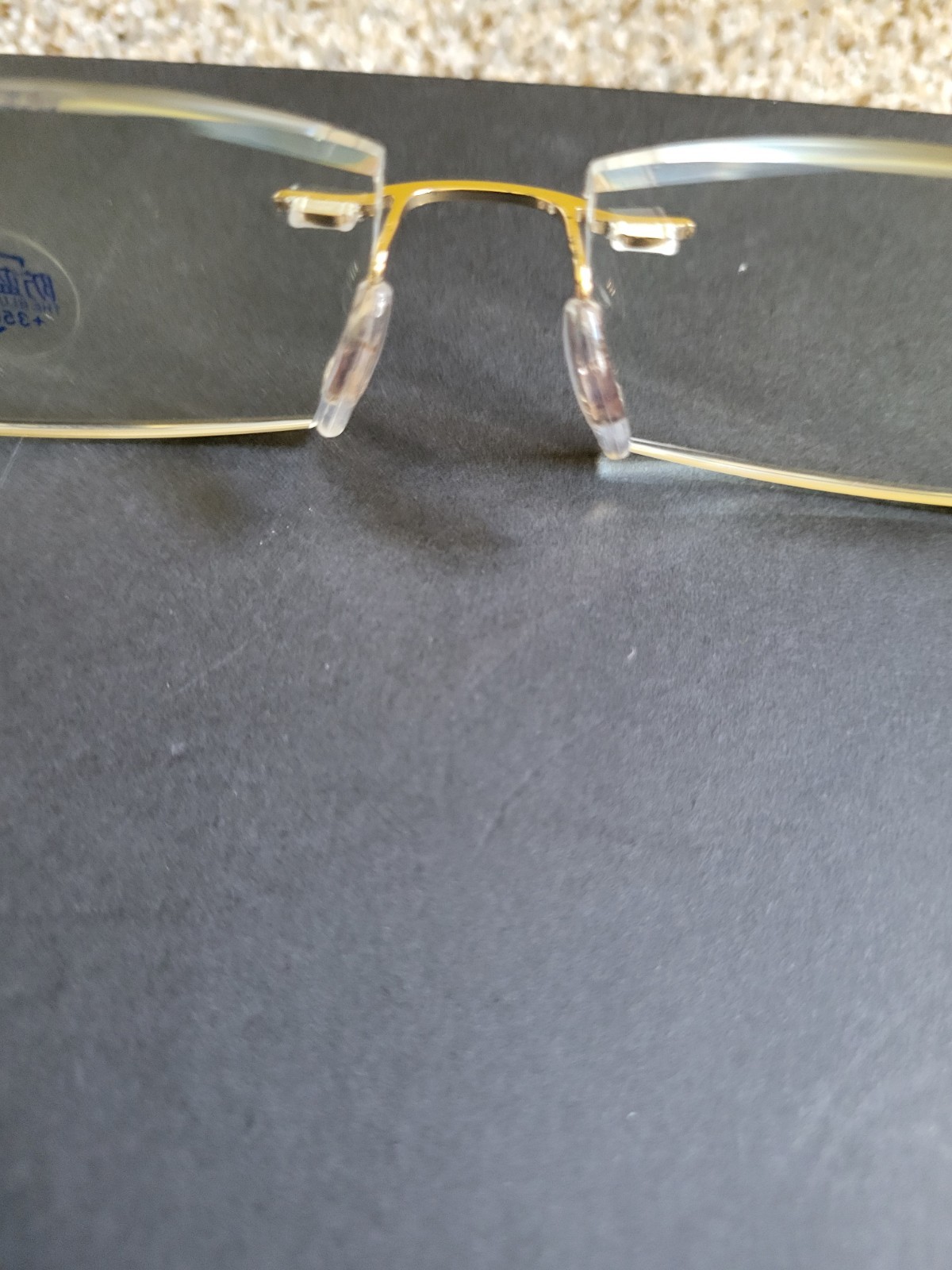 Rimless Rectangular Gold Metal Eyeglass Frames Unisex Adults Solid Pattern
