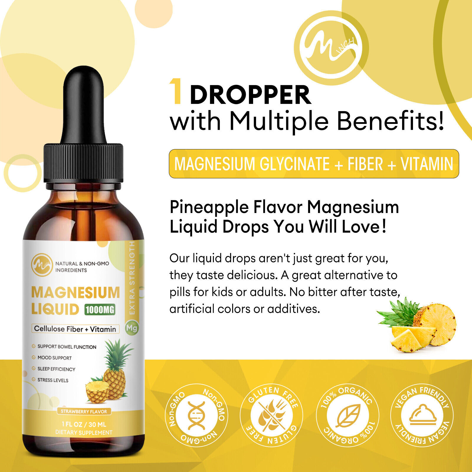 Premium Magnesium Liquid Drops,Magnesium Glycinate,Improve Sleep Anxiety Relief