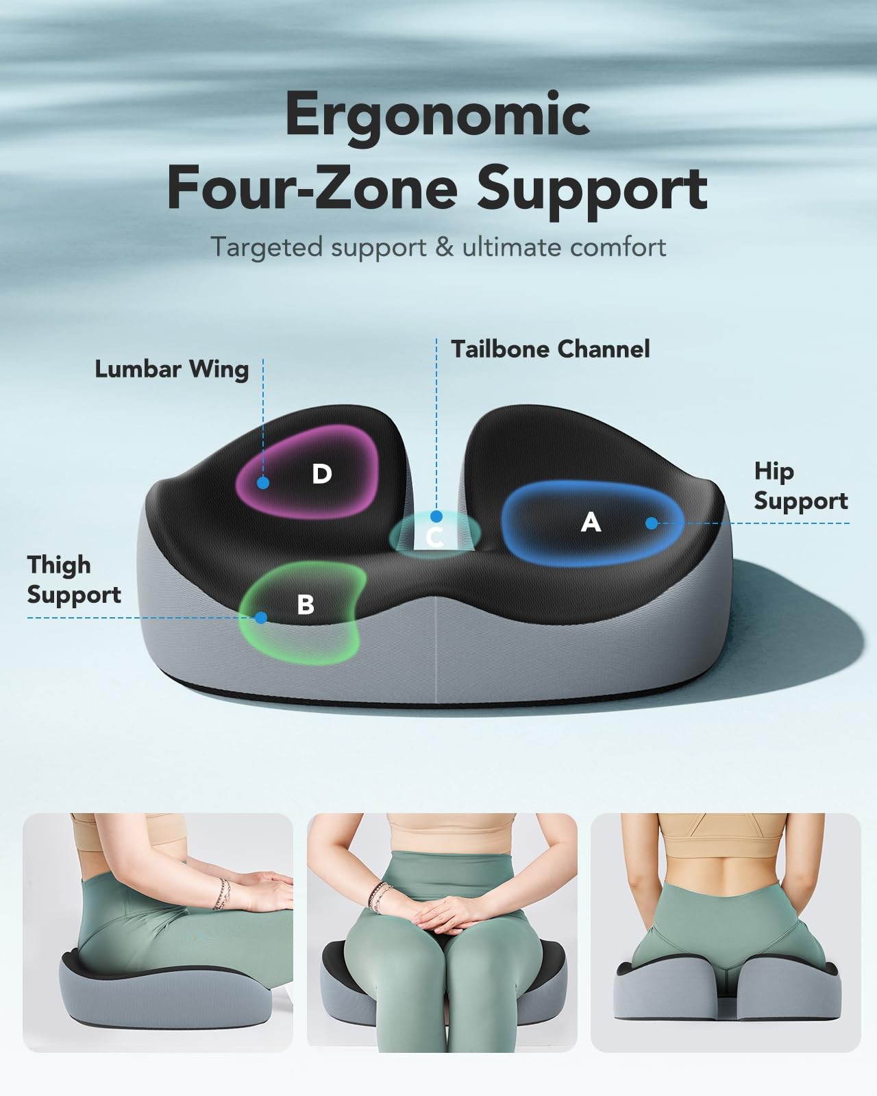 HUANUO Seat Cushion for Office Chair, Extra Large Memory Foam Cushion for Off…