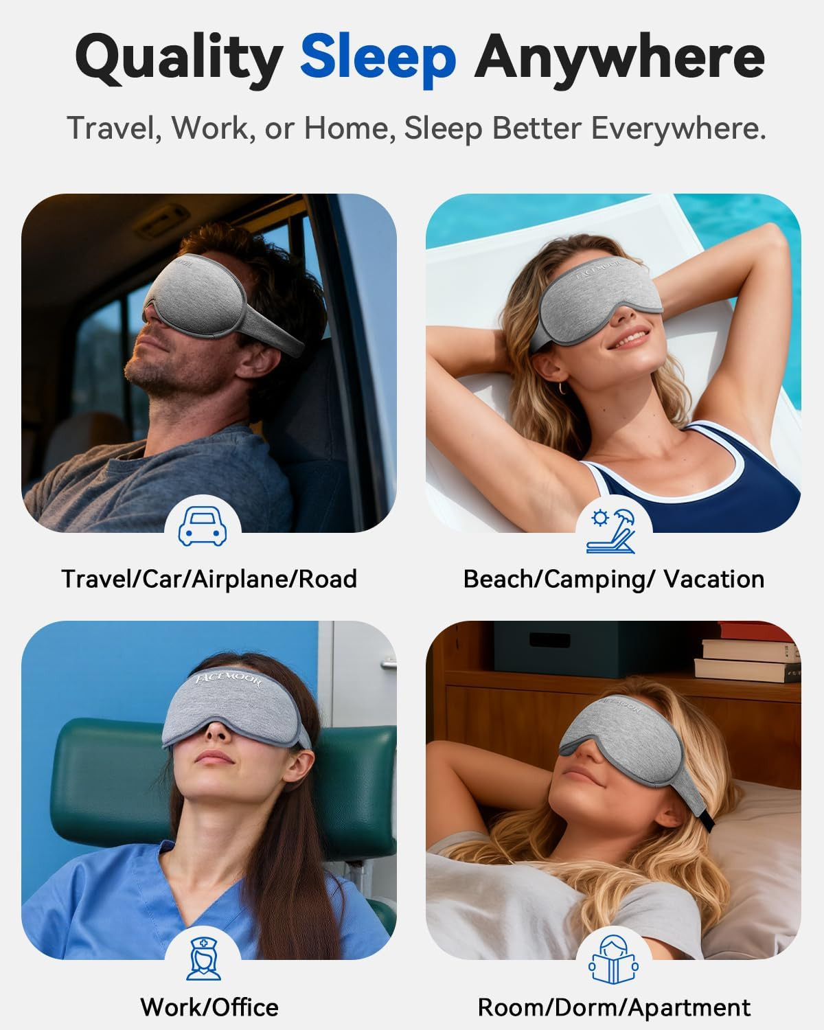Weighted Eye Mask for Sleeping – 3D Blackout Sleep Mask for Women Men, Zero Eye
