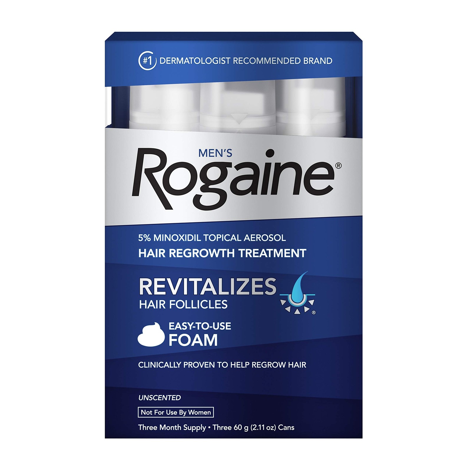 Rogaine Men’s 5% Minoxidil Foam Hair Regrowth Treatment, 3×2.11 oz Exp 09/2027