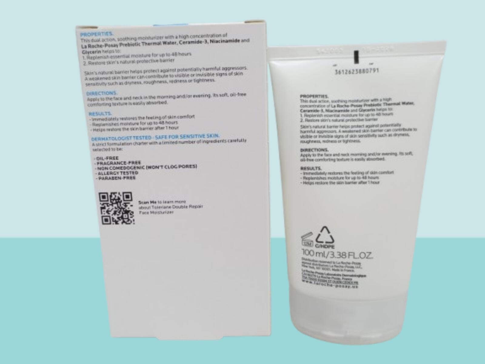 LA ROCHE POSAY TOLERIANE DOUBLE REPAIR FACE MOISTURIZER 3.38 OZ EXP: 2028 2PCS