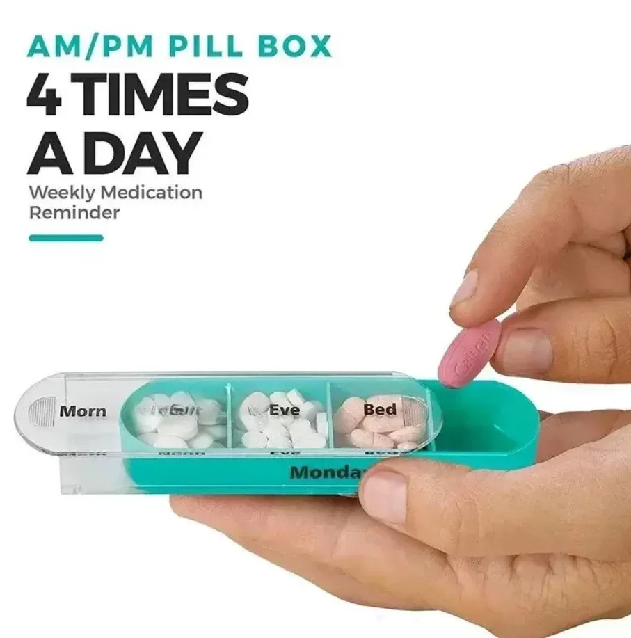Weekly Pill Organizer 4 Times A Day Pill Box Container 7 Days Medicine Pill Case