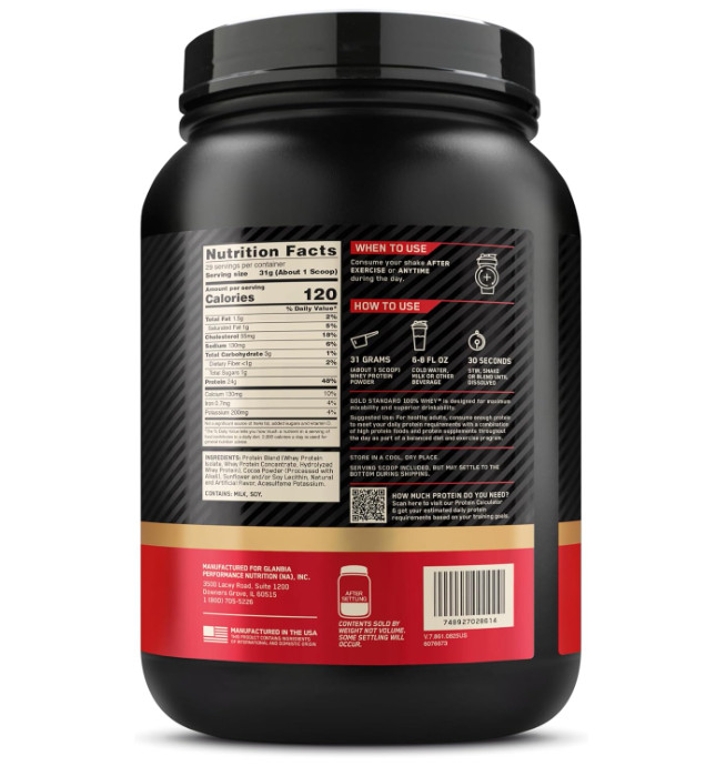 Optimum Nutrition Gold Standard Whey, Double Rich Chocolate, 1.98 lb