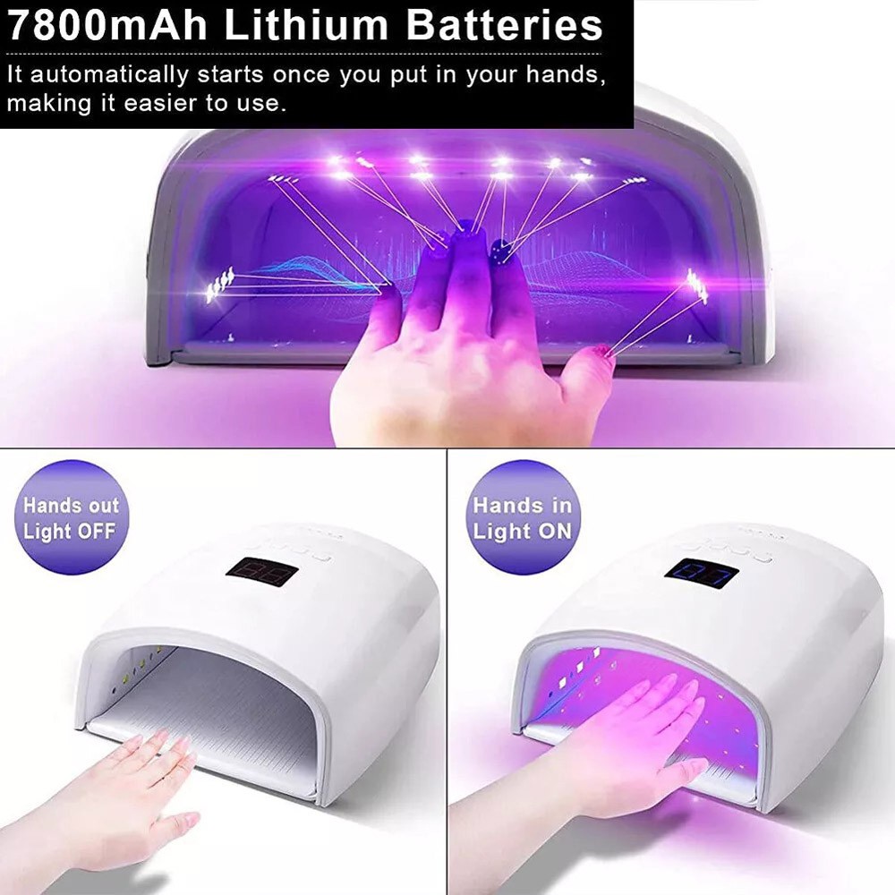 48W Wireless Rechargeable Cordless LED/UV Nail Lamp Gel Polish Quick Nail Dryer