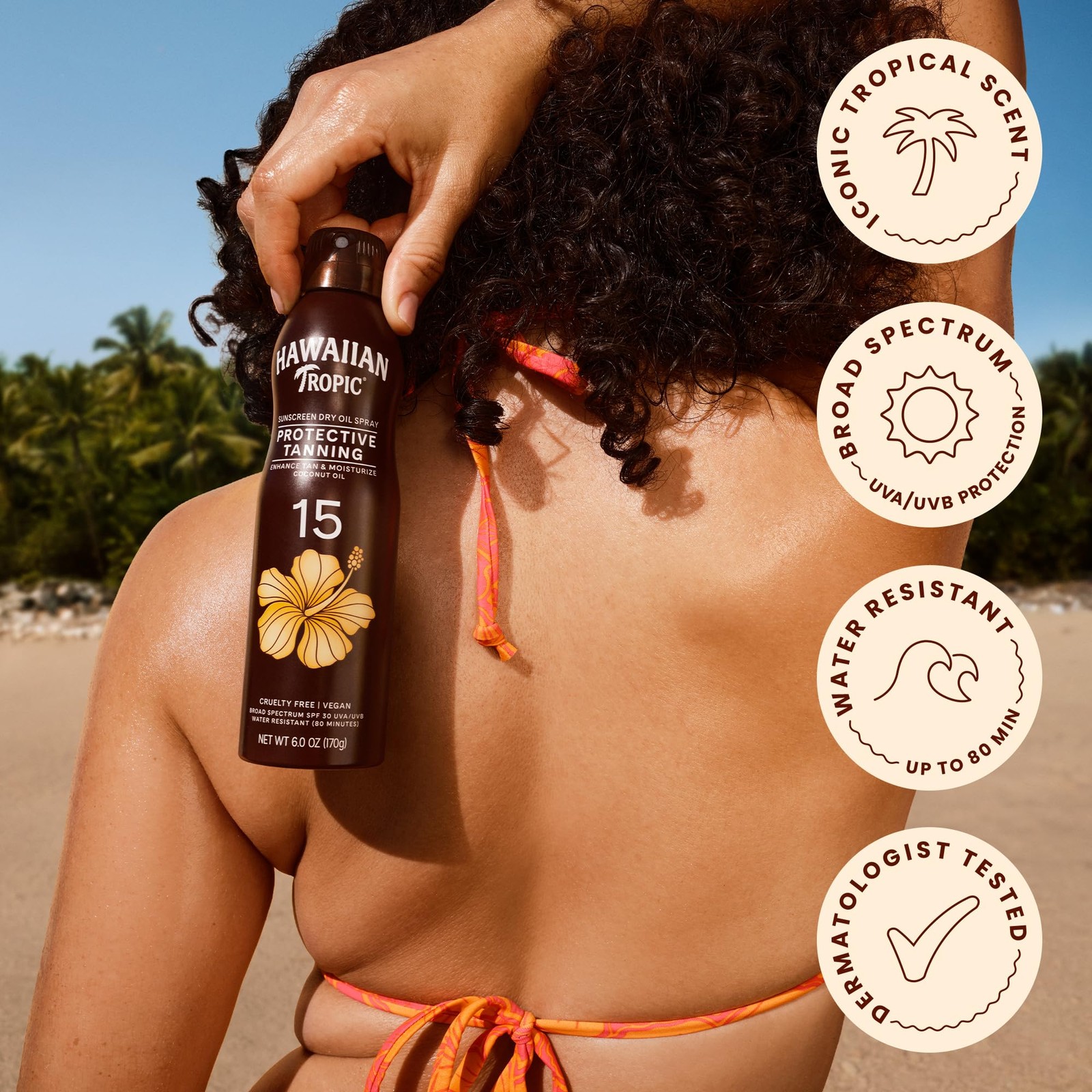 Hawaiian Tropic Dry Oil Tanning Spray Sunscreen 1 Ounce (Pack of 1), Clear