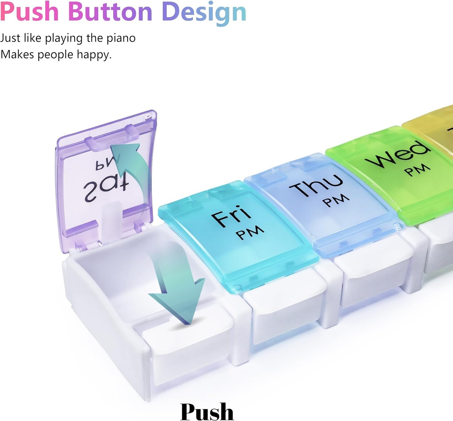 14-Compartment Pill Box – Sturdy, BPA-Free, and Dust-Proof with AM/PM Labels