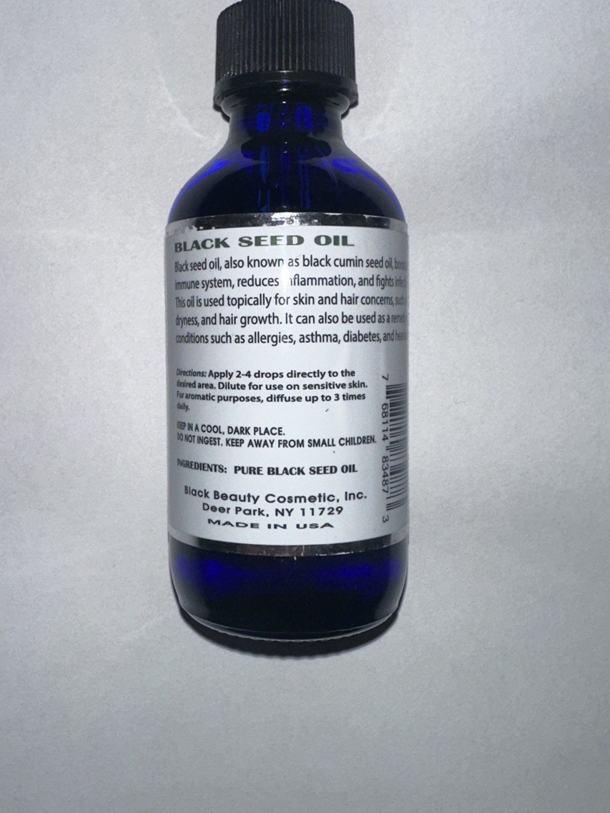 Pure Cold Pressed Black Seed Oil – 2 oz. Glass Bottle