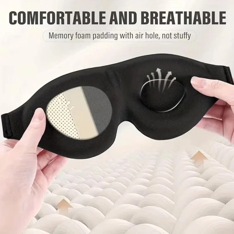 3D Sleep Eye Mask Blackout Light Blocking Blindfold Soft Travel Sleeping Aid
