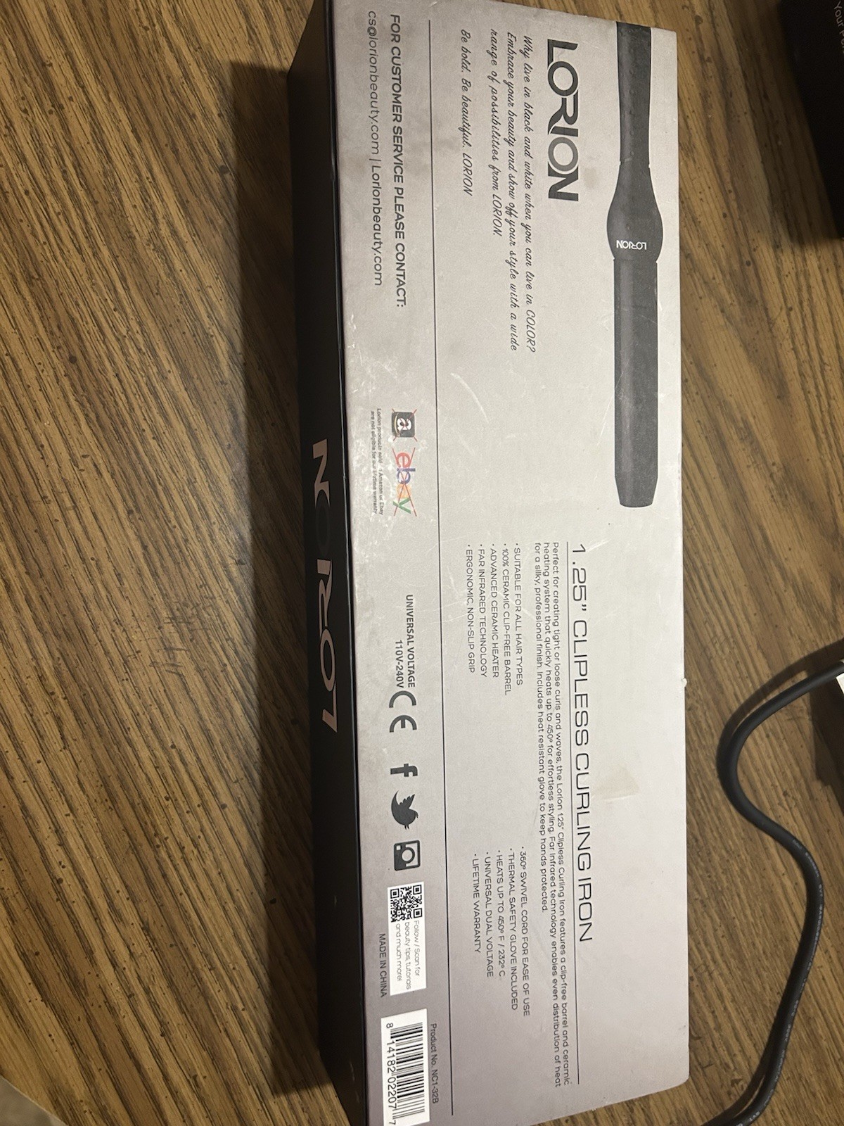 Lorion SalonGrade 1.25in Ceramic Clipless Curling Wand Dual Voltage Black