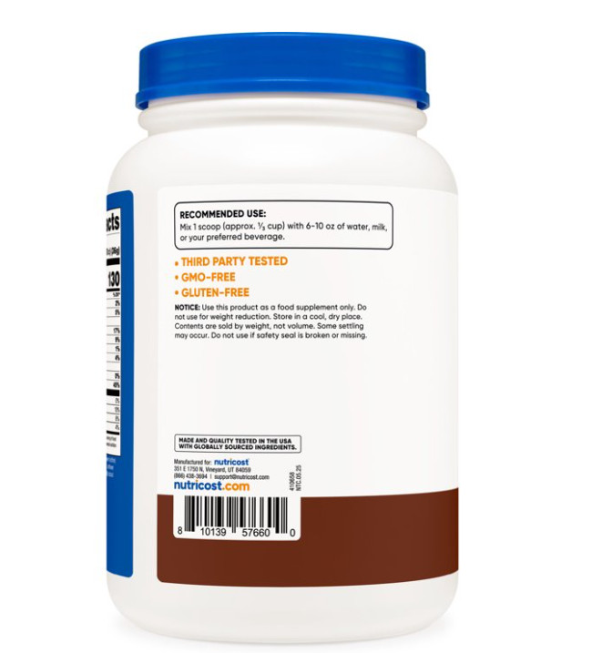 Nutricost Hydrolyzed Whey Protein Chocolate 2lb 25g Protein Hydrolysate Gluten F