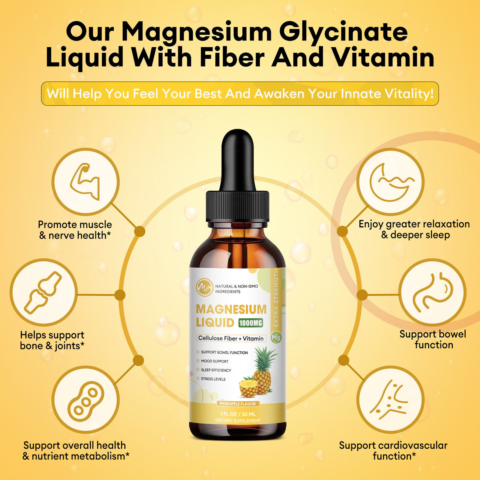 Premium Magnesium Liquid Drops,Magnesium Glycinate,Improve Sleep Anxiety Relief