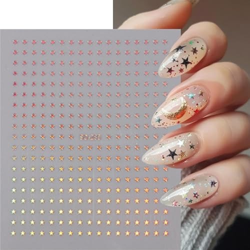 6 Sheets Mini Star Nail Art Stickers for Acrylic Colorful Small Star style 5