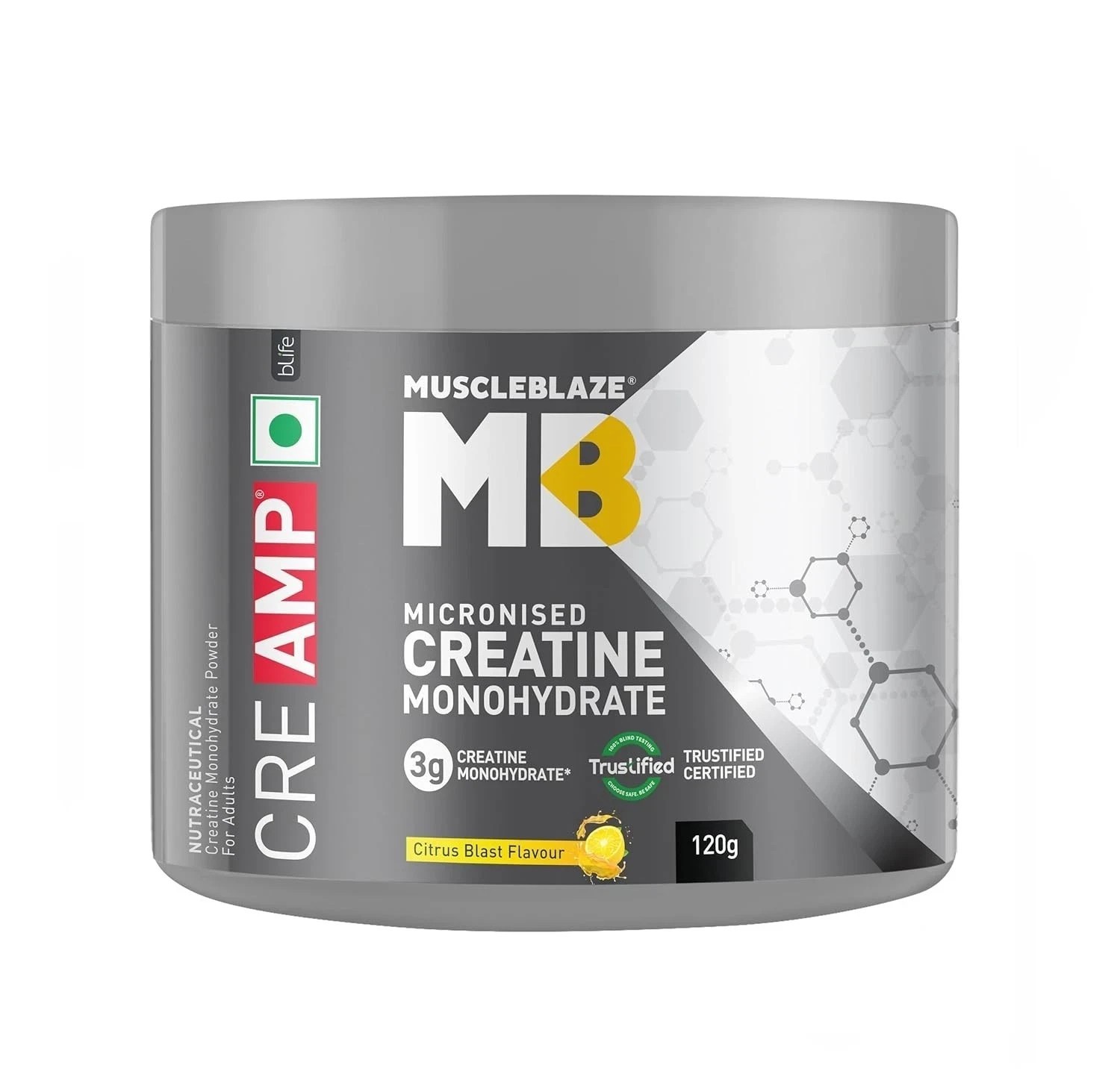 Micronised Creatine Monohydrate CreAMP Powder, Citrus Blast (30 Servings, 120g)