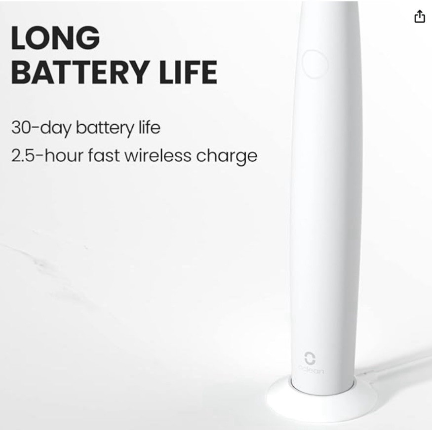 Oclean Wireless Portable Hand Held Electric Tooth Brush W/1 Brush Head White