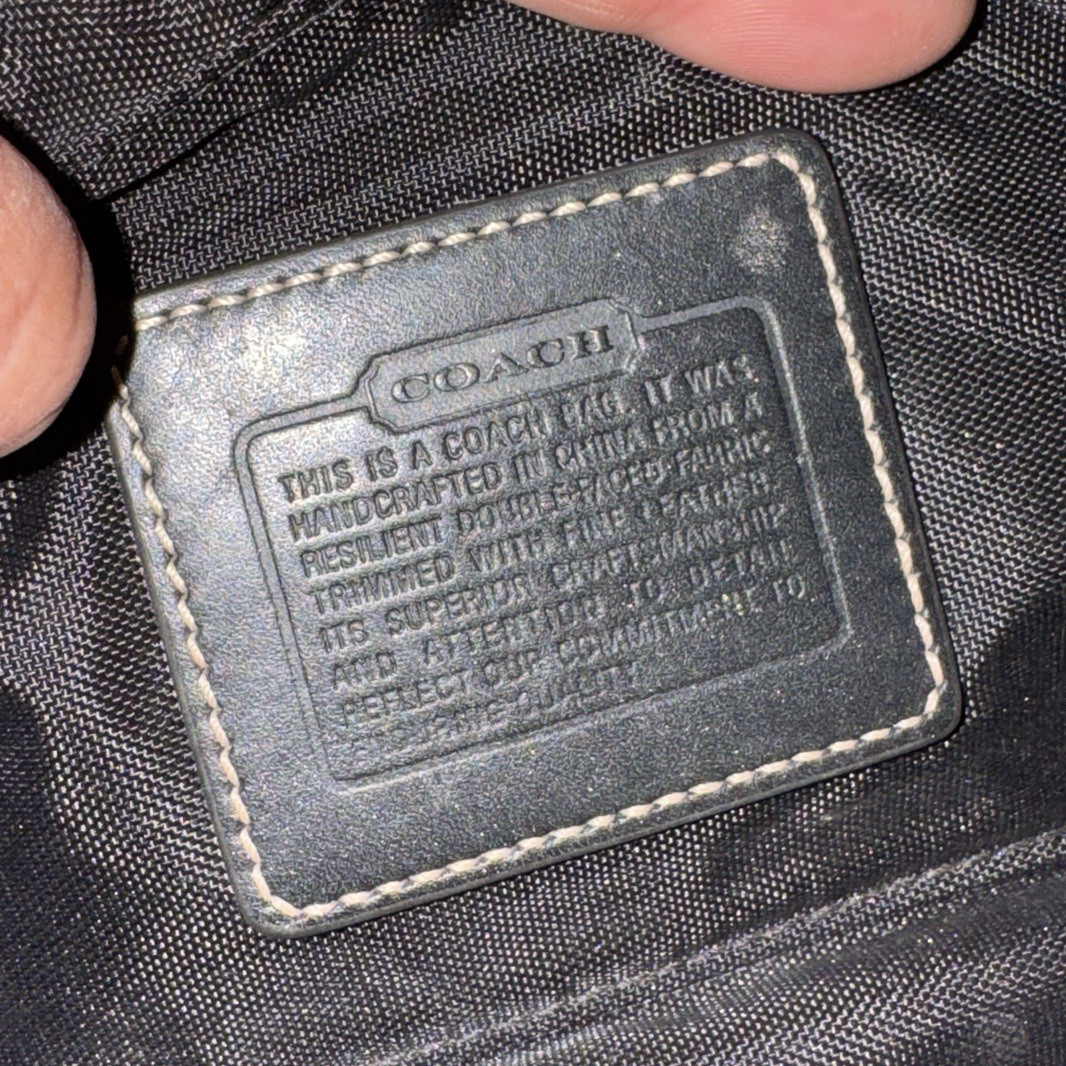 Coach Leather Beige and Black travel Bag Case with Zipper Closure