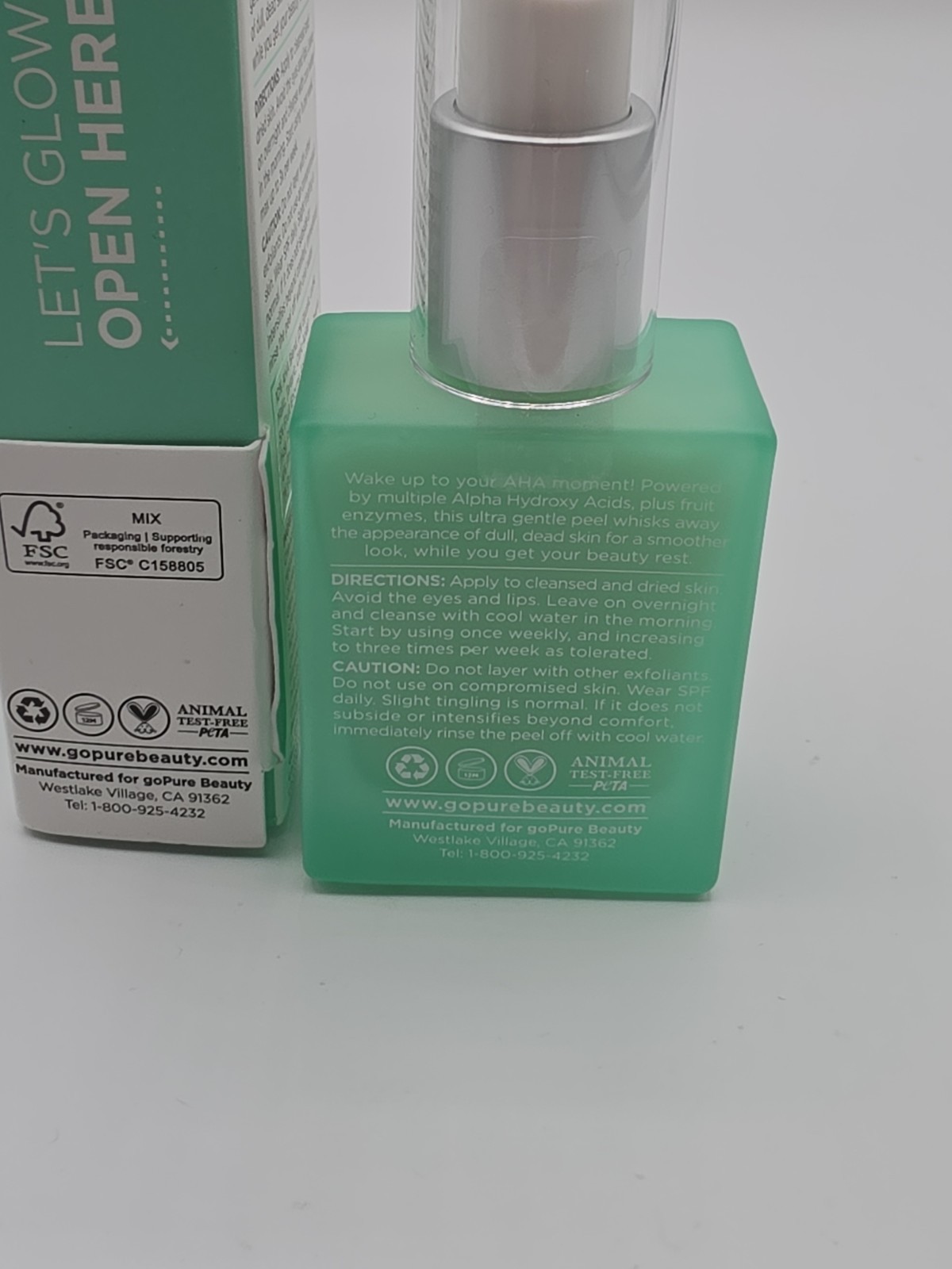 NEW Go Pure Wake Up Radiant AHA Peel 1.2 Oz Full Size Exp. 8/2026