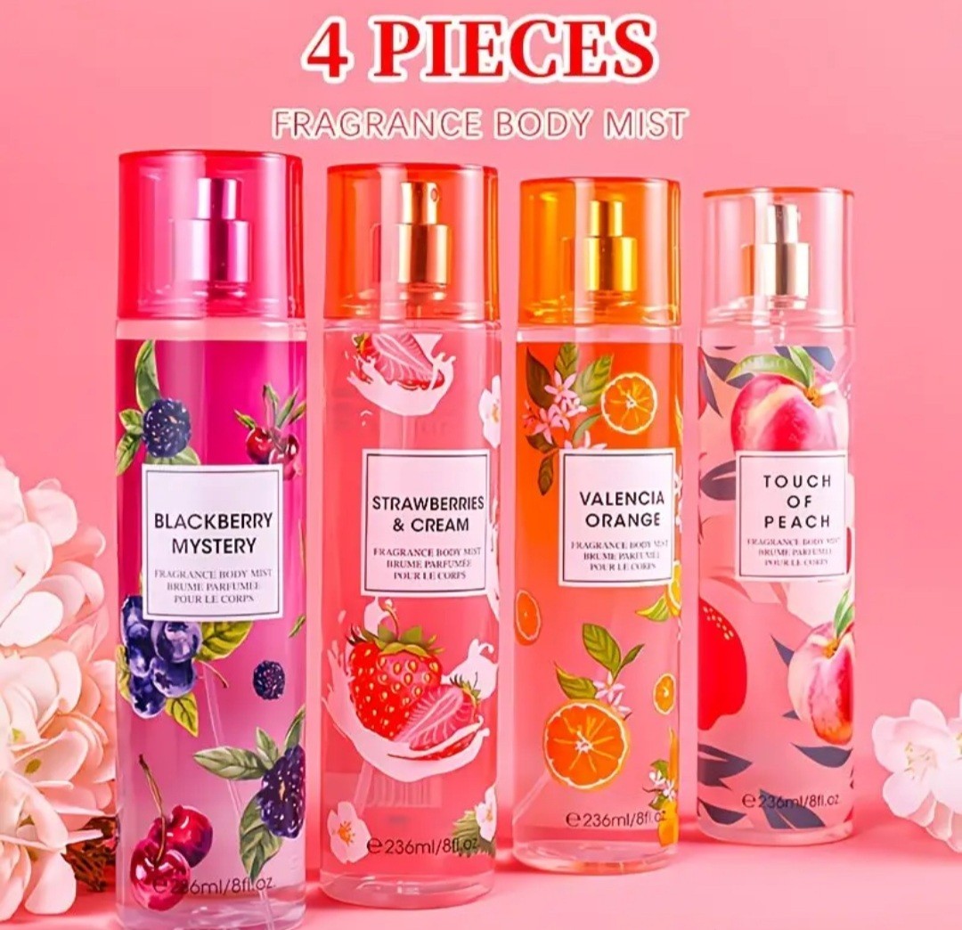 4pcs Women’s Fruit Fragrance Body Mist Set 236ml ( 8fl oz)