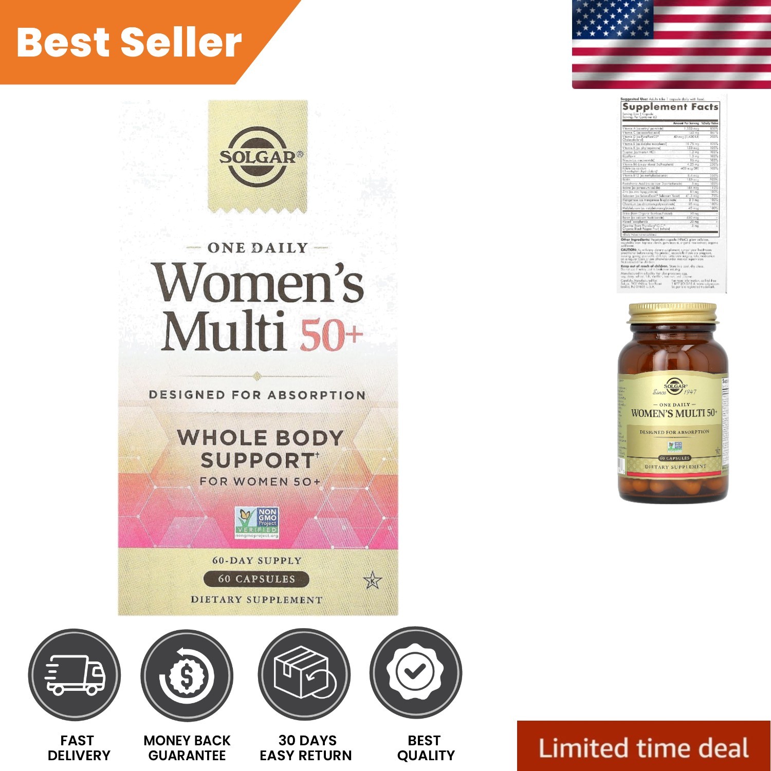 Highly Absorbable Women’s Multivitamin 50+ – Supports Hair, Skin & Nails Health