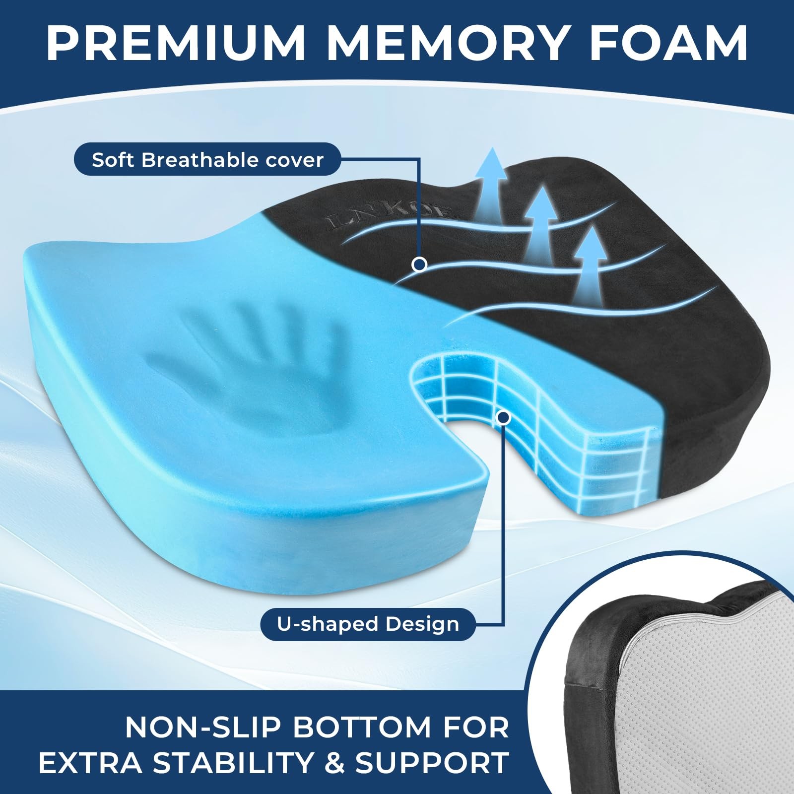 Gel Memory Foam Layer Wheelchair Cushion Wheelchair Office Chair, Kitchen Ch…