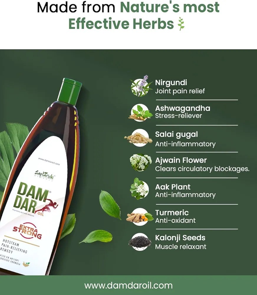 Damdar Oil – The World’s 1st Hotsteam Joint Pain Relieving Oil PACK OF 3* 150ml