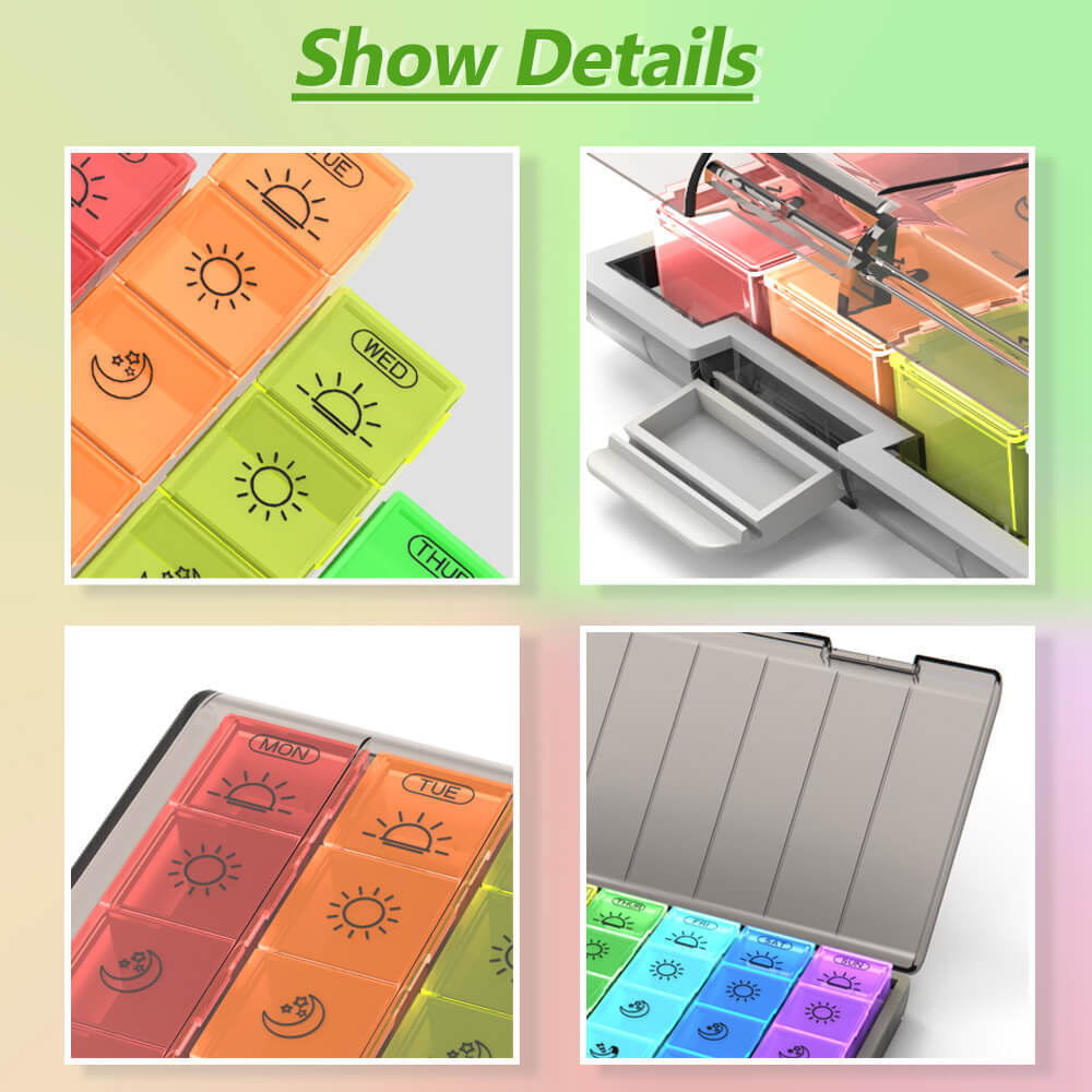 7 Day Pill Organiser Moisture-Proof Dust-Proof Large Weekly Pill Box for Fish US