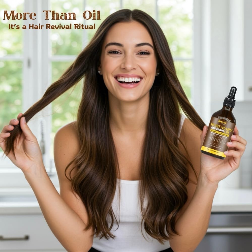 Rosemary Oil For Hair Growth (3.4 Fl Oz) Infused With Biotin, Vitamin E, Almo…