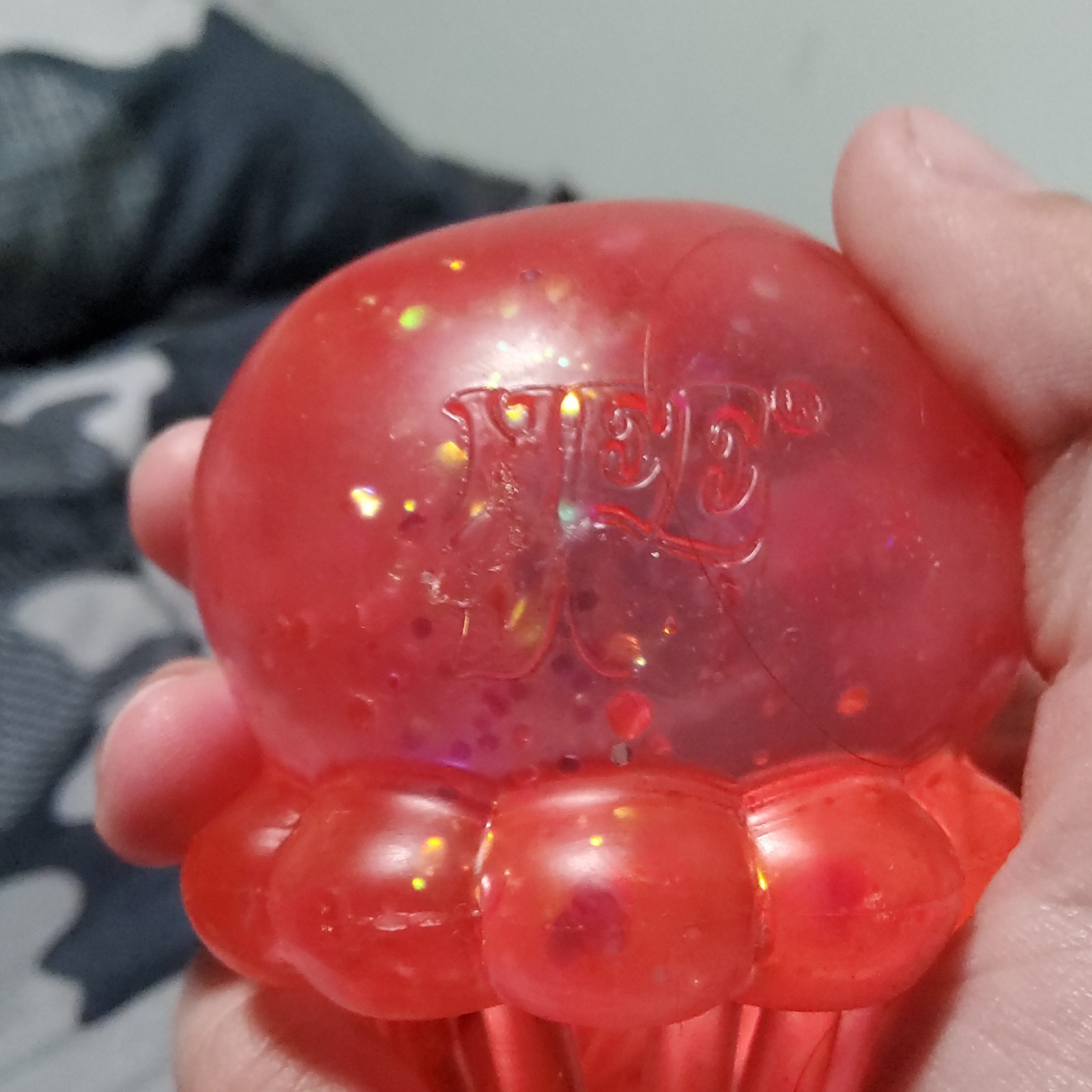 Red Light-Up Gel Squeeze Ball Stress Reliever, Battery Powered, 3 in