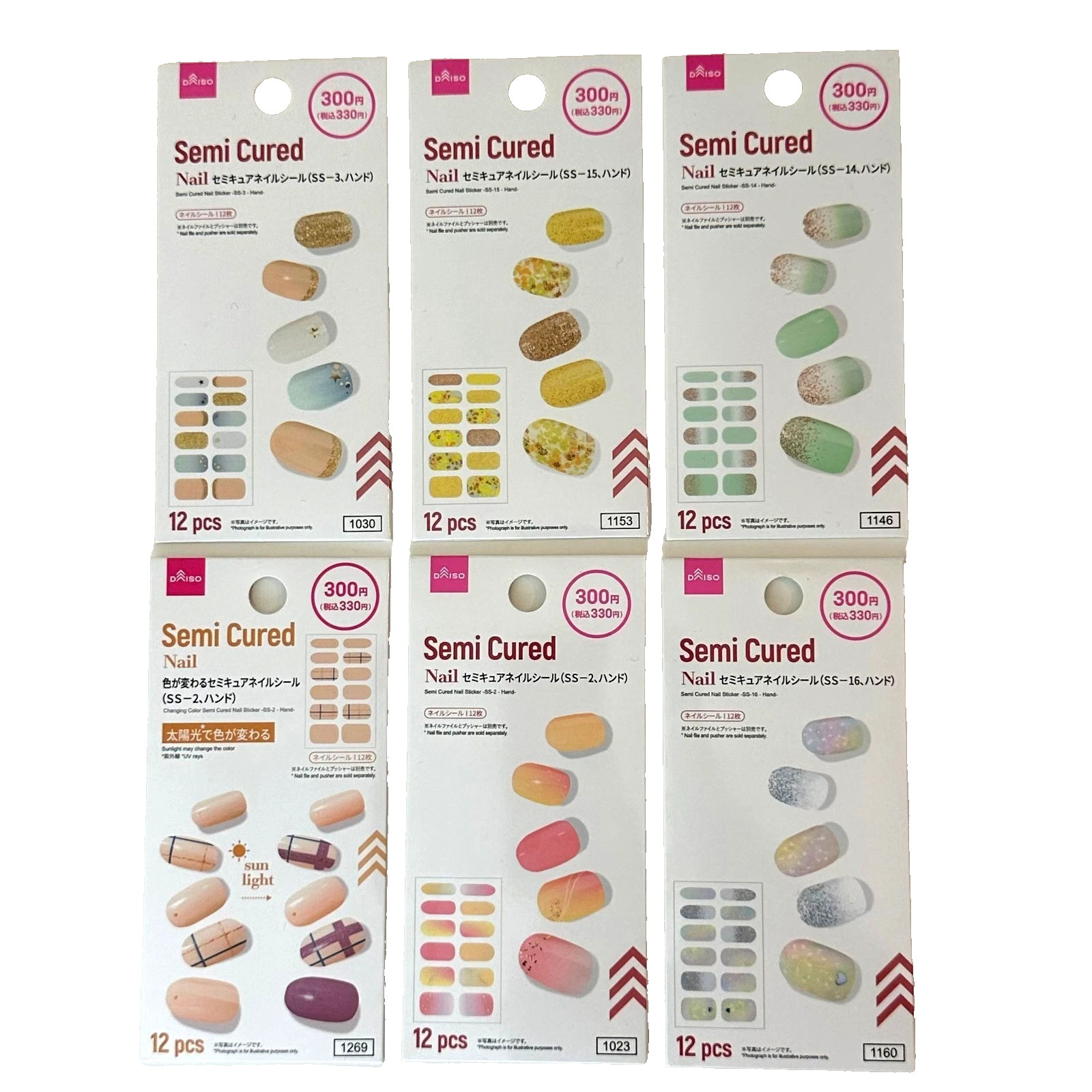 Daiso Japan Semi Cured Nail Sticker – 6 PACK