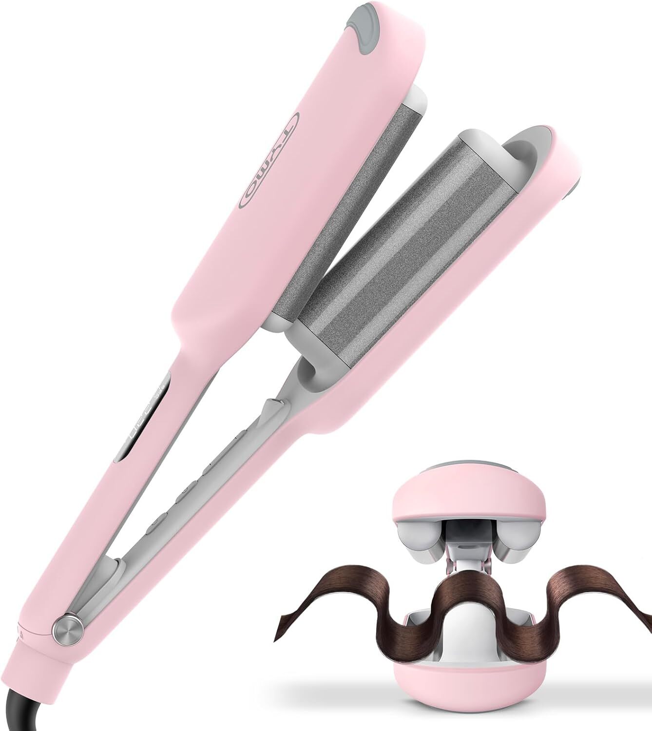 1.25 Inch Pink Hair Curler Instant Wave Easy Clamp Beachy Waves Without Burns