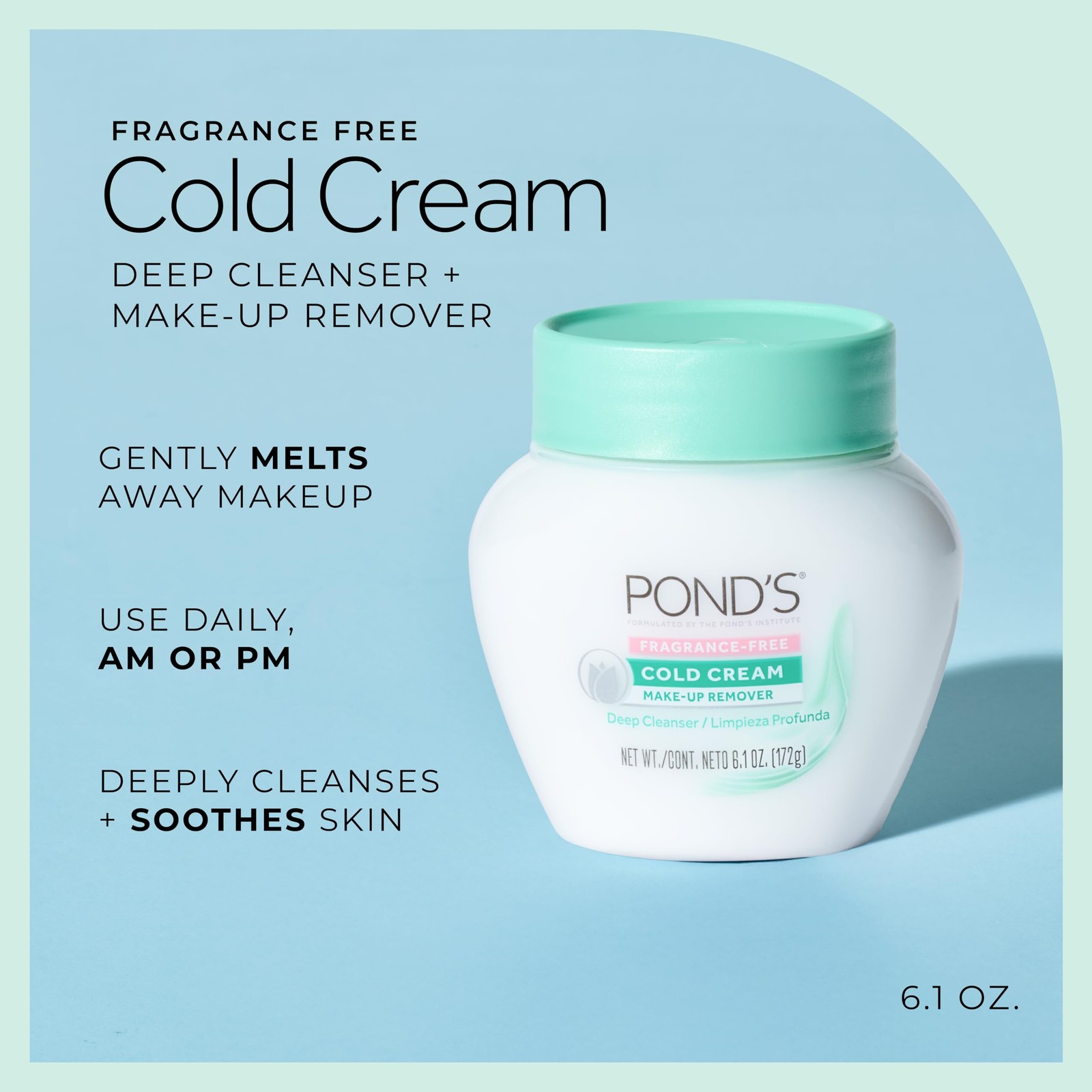 Pond S Fragrance Free Cold Cream Cleanser Makeup Remover Nourishing Hydration