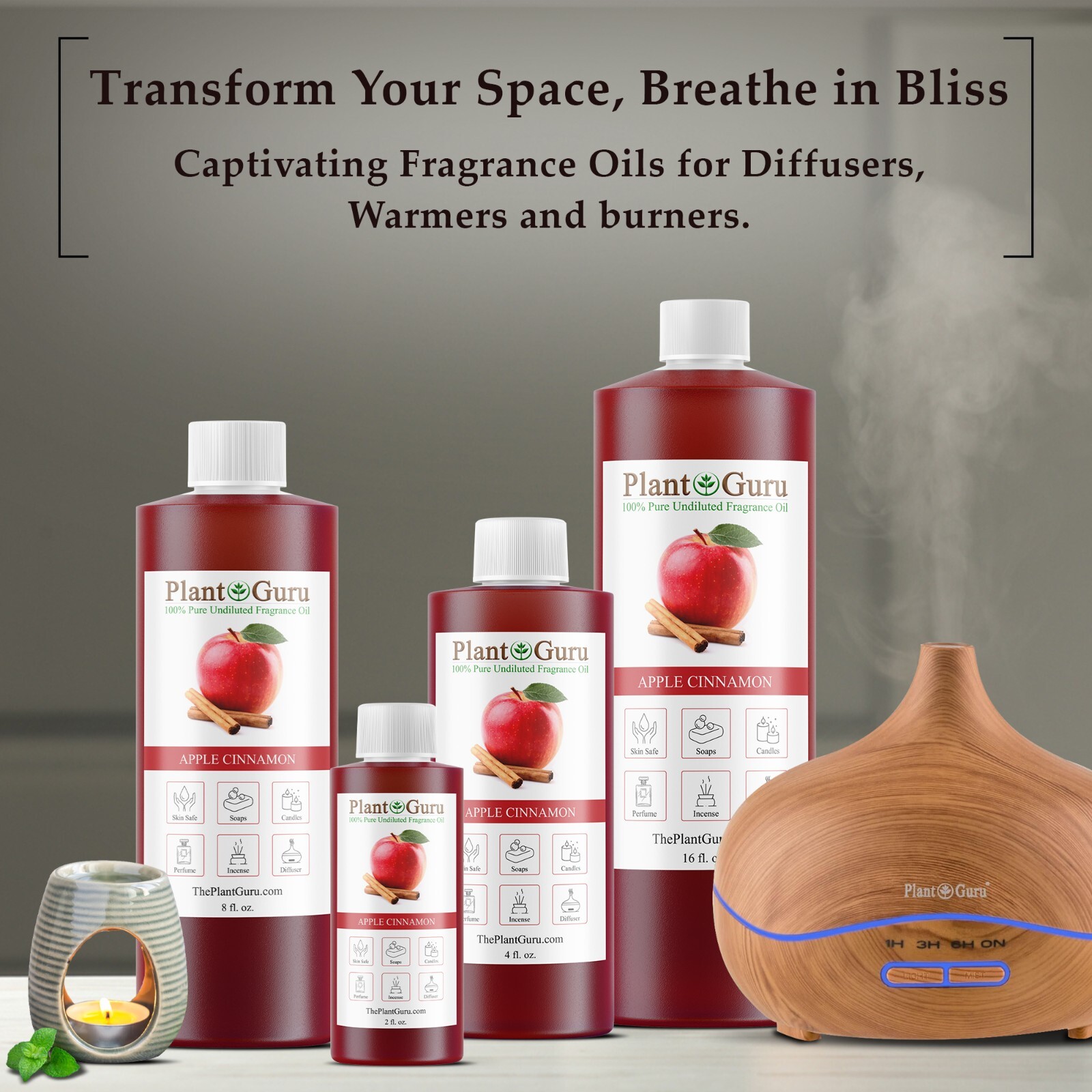Apple Cinnamon Fragrance Oil For Candle, Soap Making, Diffuser and Burners